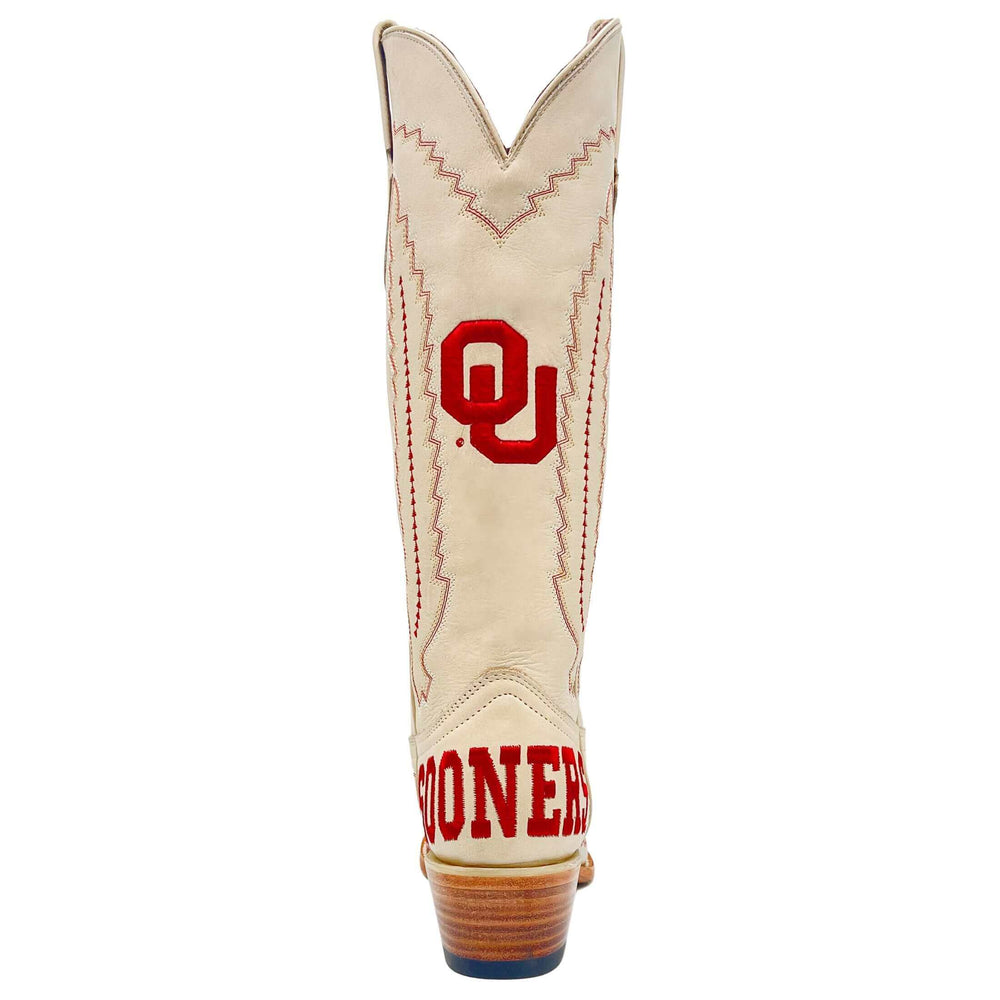 Women's University of Oklahoma Sooners Bone Snip Toe Less Than Prefect Cowgirl Boots Naomi by Vaccari