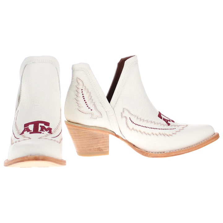 Women's Texas A&M University White Pointed Toe Booties by Vaccari