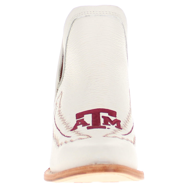 Women's Texas A&M University White Pointed Toe Booties by Vaccari