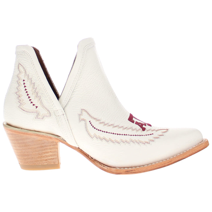 Women's Texas A&M University White Pointed Toe Booties by Vaccari