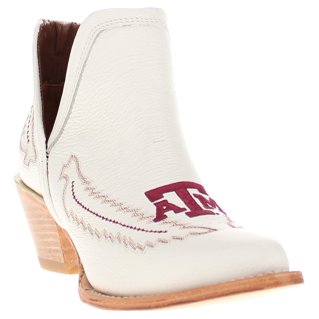 Women's Texas A&M University White Pointed Toe Booties by Vaccari