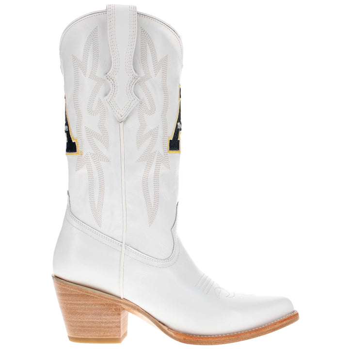 Women's App State University All White Pointed Toe Cowgirl Boots Leighton Vaccari University