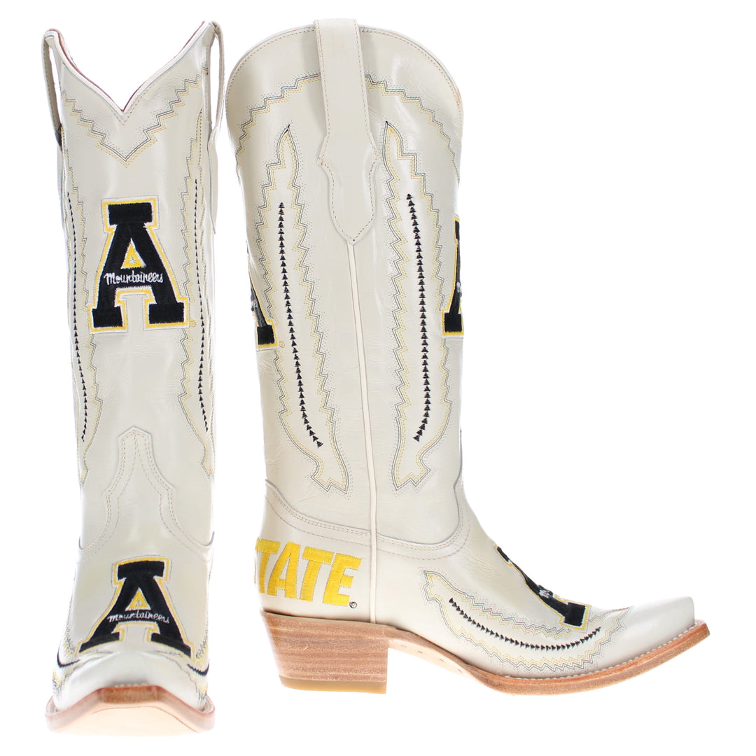 Women's App State University Bone Snip Toe Cowgirl Boots Naomi by Vaccari