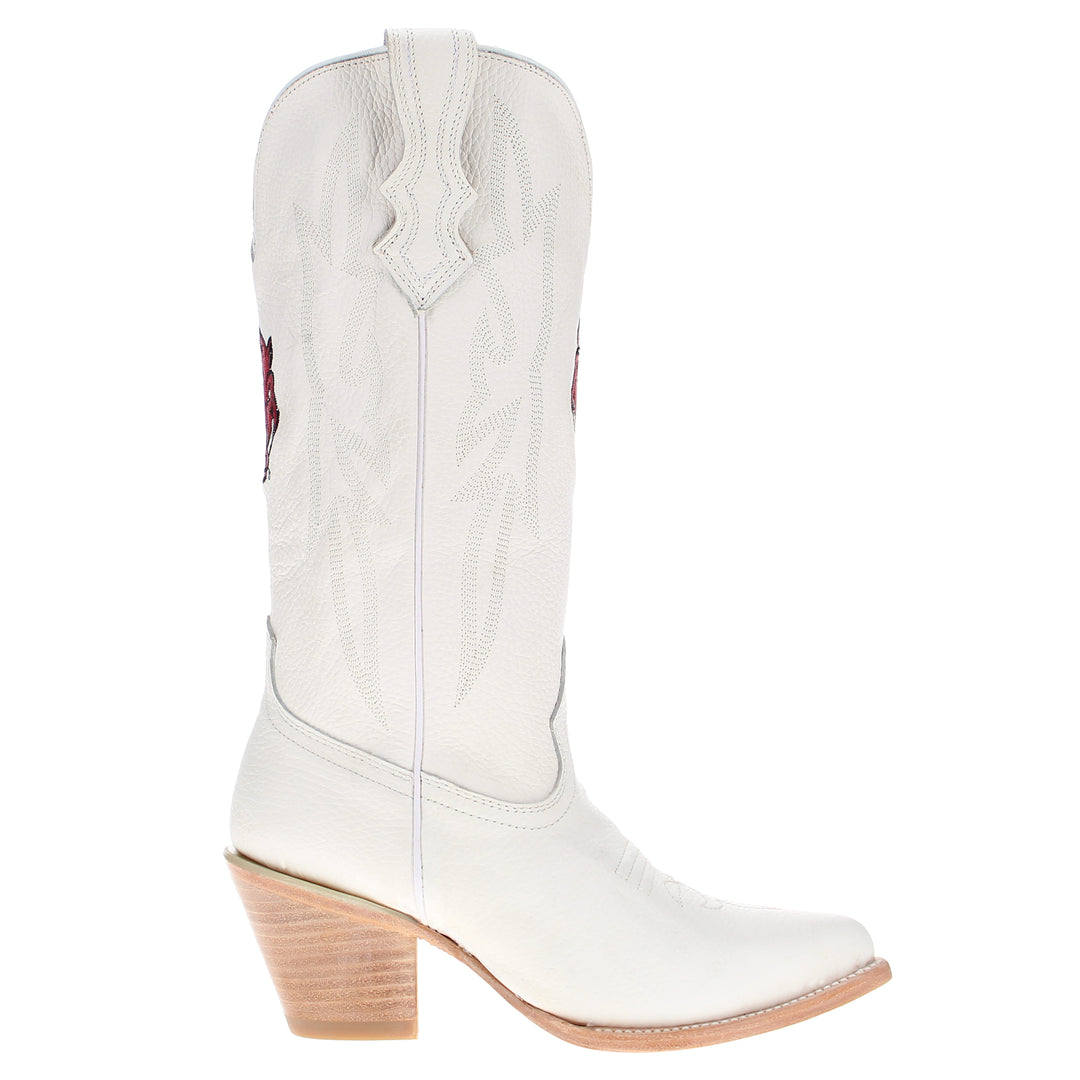 Women's University of Arkansas All White Pointed Toe Cowgirl Boots Leighton Vaccari University