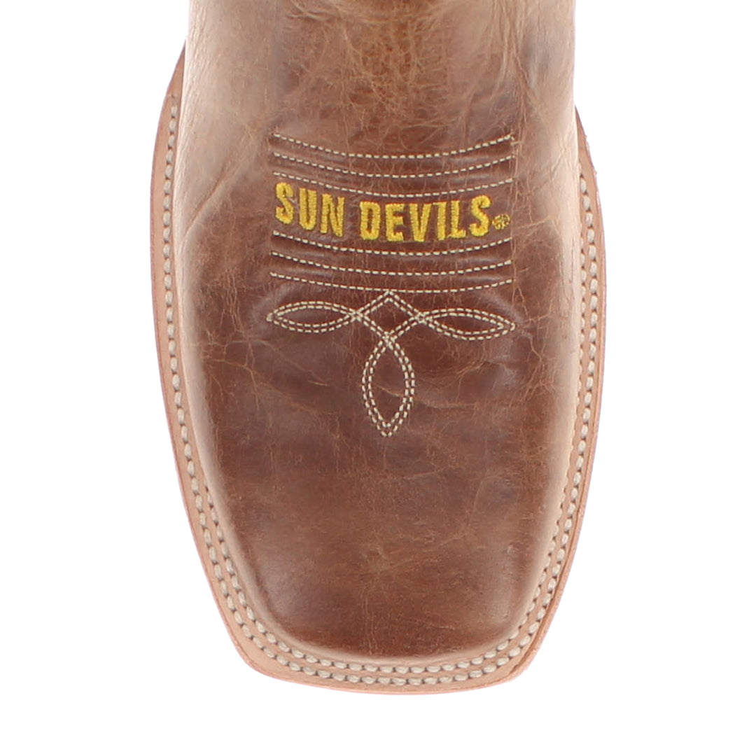 Men's Arizona State University Sundevils Tan Leather Square Toe Cowboy Boots by Vaccari