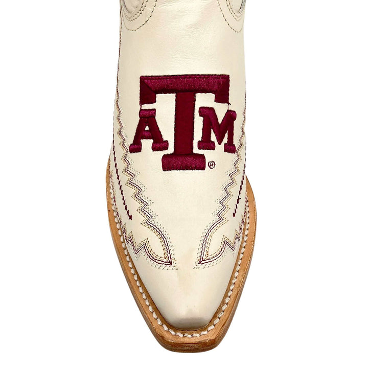 Women's Texas A&M Aggies Cowgirl Boots | TAMU White Snip Toe Boots | Officially Licensed | Naomi