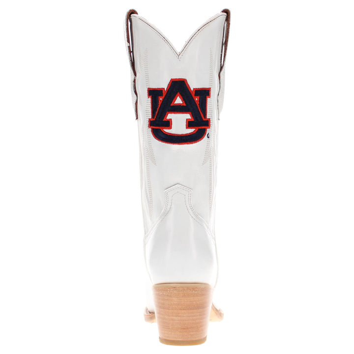 Women's Auburn University Tigers All White Pointed Toe Cowgirl Boots Leighton Vaccari University