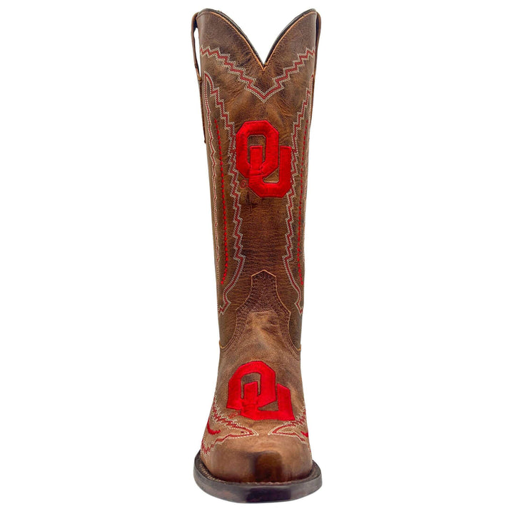 Women's Universtiy of Oklahoma Sooners Cowgirl Boots | Brown Snip Toe Boots | Officially Licensed | Naomi
