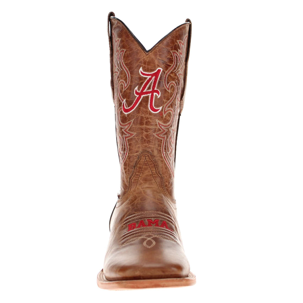 Men's University of Alabama Crimson Tide Tan Leather Square Toe Cowboy Boots by Vaccari