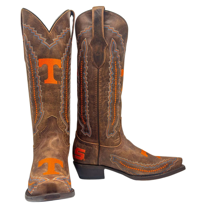 Women's Universtiy of Tennessee Volunteers Cowgirl Boots | Brown Snip Toe Boots | Officially Licensed | Naomi