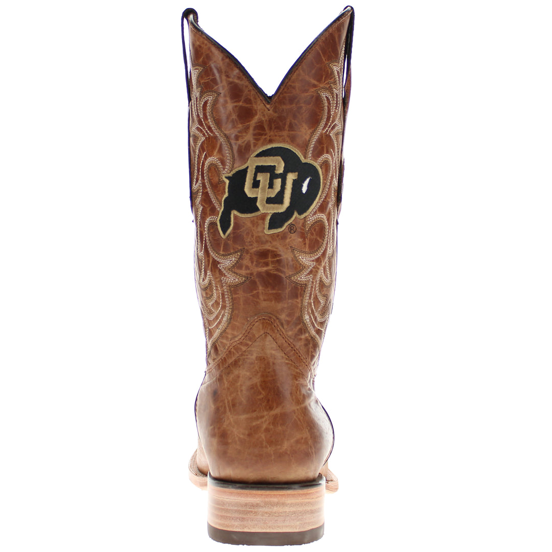 Men's University of Colorado Tan Sqaure Toe Cowboy Boots by Vaccari