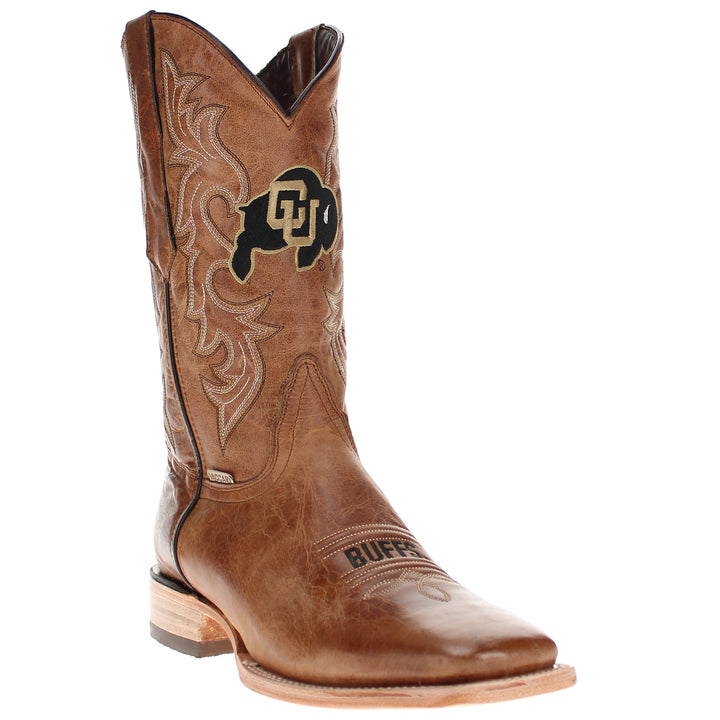 Men's University of Colorado Tan Sqaure Toe Cowboy Boots by Vaccari