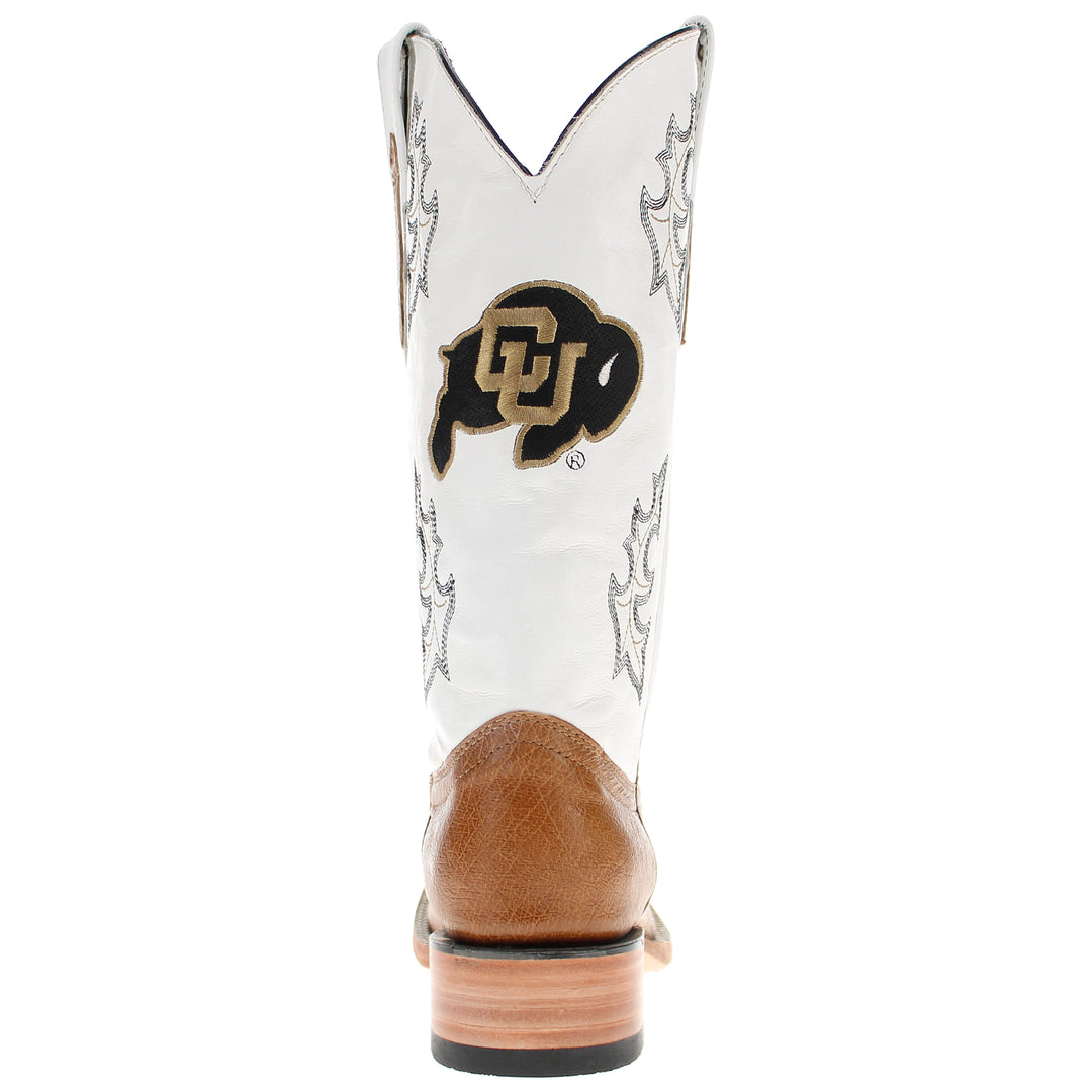 Men's University of Colorado Buffaloes Tan Smooth Ostrich Cowboy Boots Brooks by Vaccari #select-a-toe_square