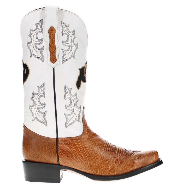 Men's University of Colorado Buffaloes Tan Smooth Ostrich Cowboy Boots Brooks by Vaccari #select-a-toe_jw