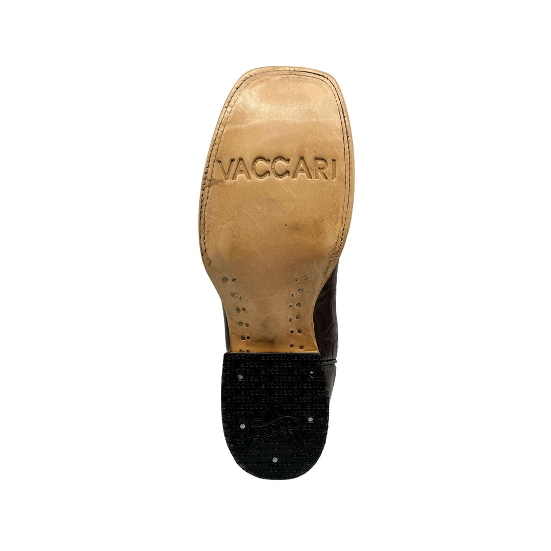 Women's Vaccari Mocha American Alligator Tail Broad Square Toe Boots