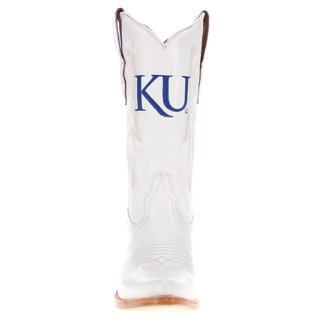 Women's University of kansas All White Pointed Toe Cowgirl Boots Leighton Vaccari University