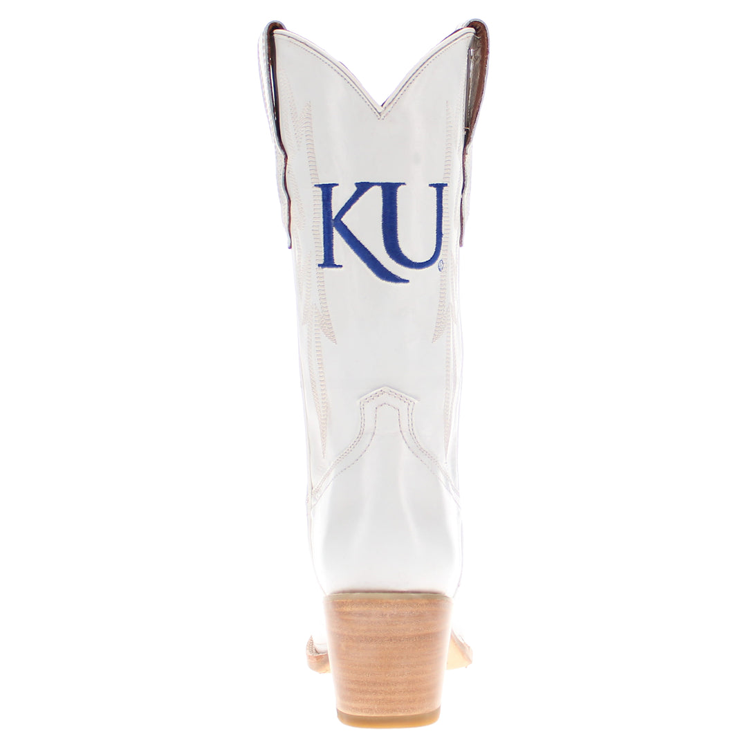 Women's University of kansas All White Pointed Toe Cowgirl Boots Leighton Vaccari University