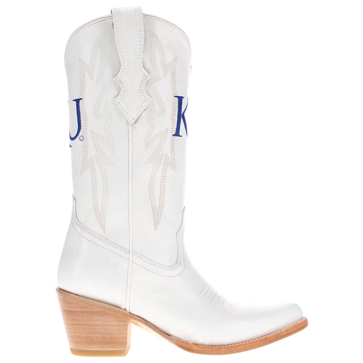 Women's University of kansas All White Pointed Toe Cowgirl Boots Leighton Vaccari University