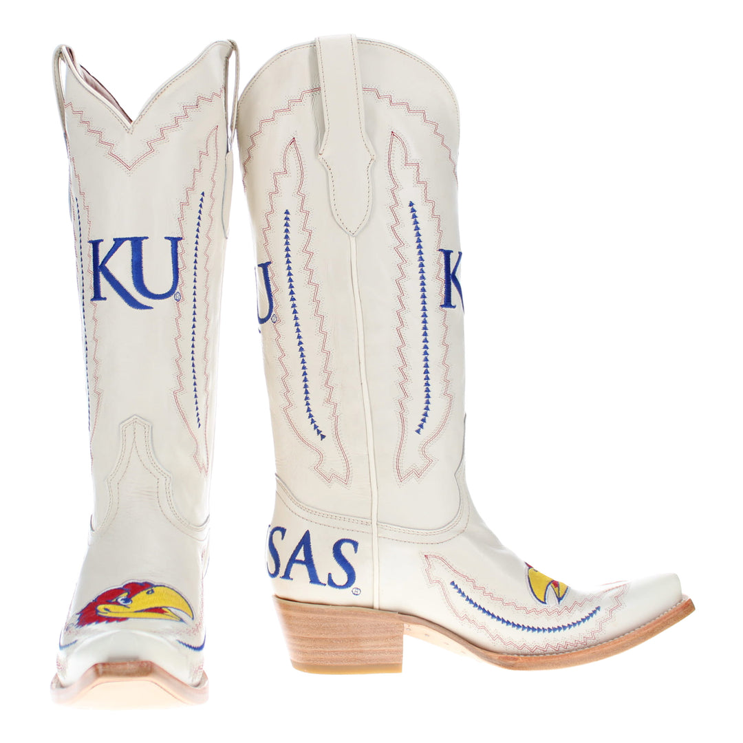 Women's University of Kansas Jayhawks Bone Snip Toe Cowgirl Boots Naomi by Vaccari