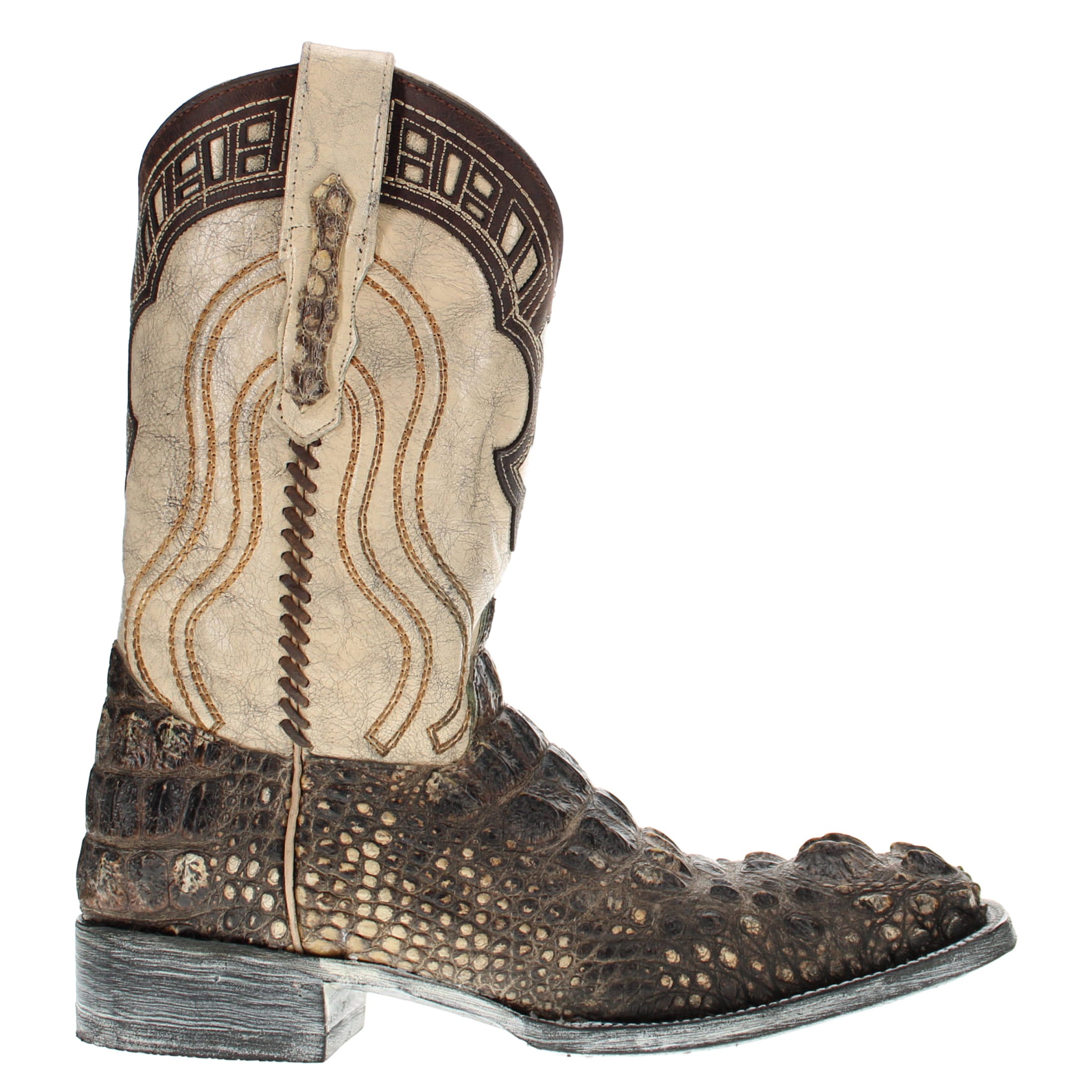 Roper Kid's Youth 3 top Cowboy Faux Exotic Gator Embossed Square Toe Western Boots