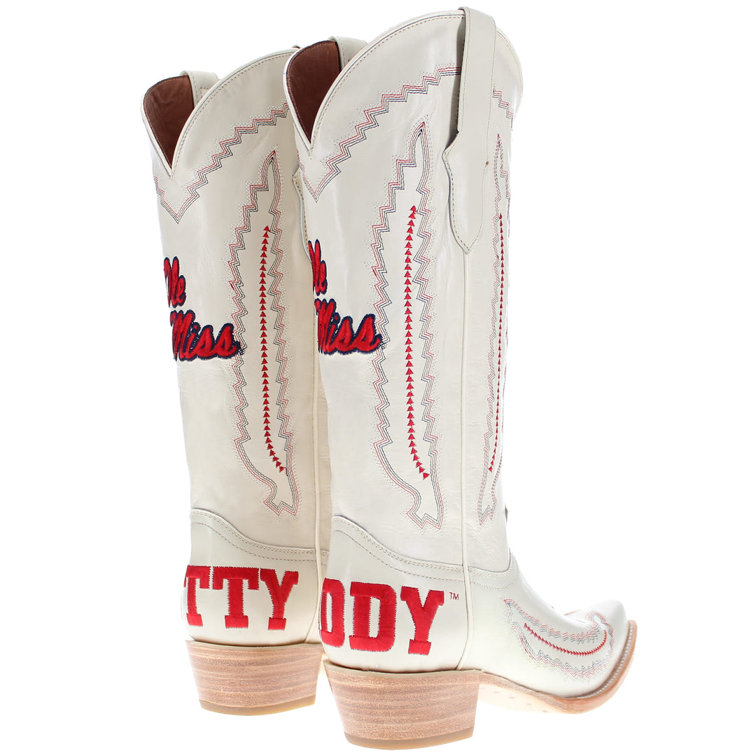 Women's University of Mississippi Bone Snip Toe Cowgirl Boots Naomi by Vaccari