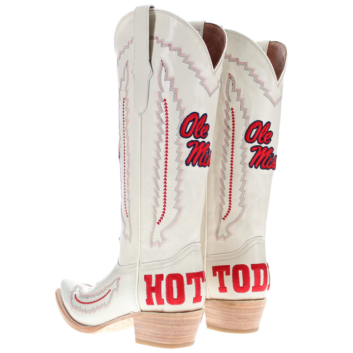 Women's University of Mississippi Bone Snip Toe Cowgirl Boots Naomi by Vaccari