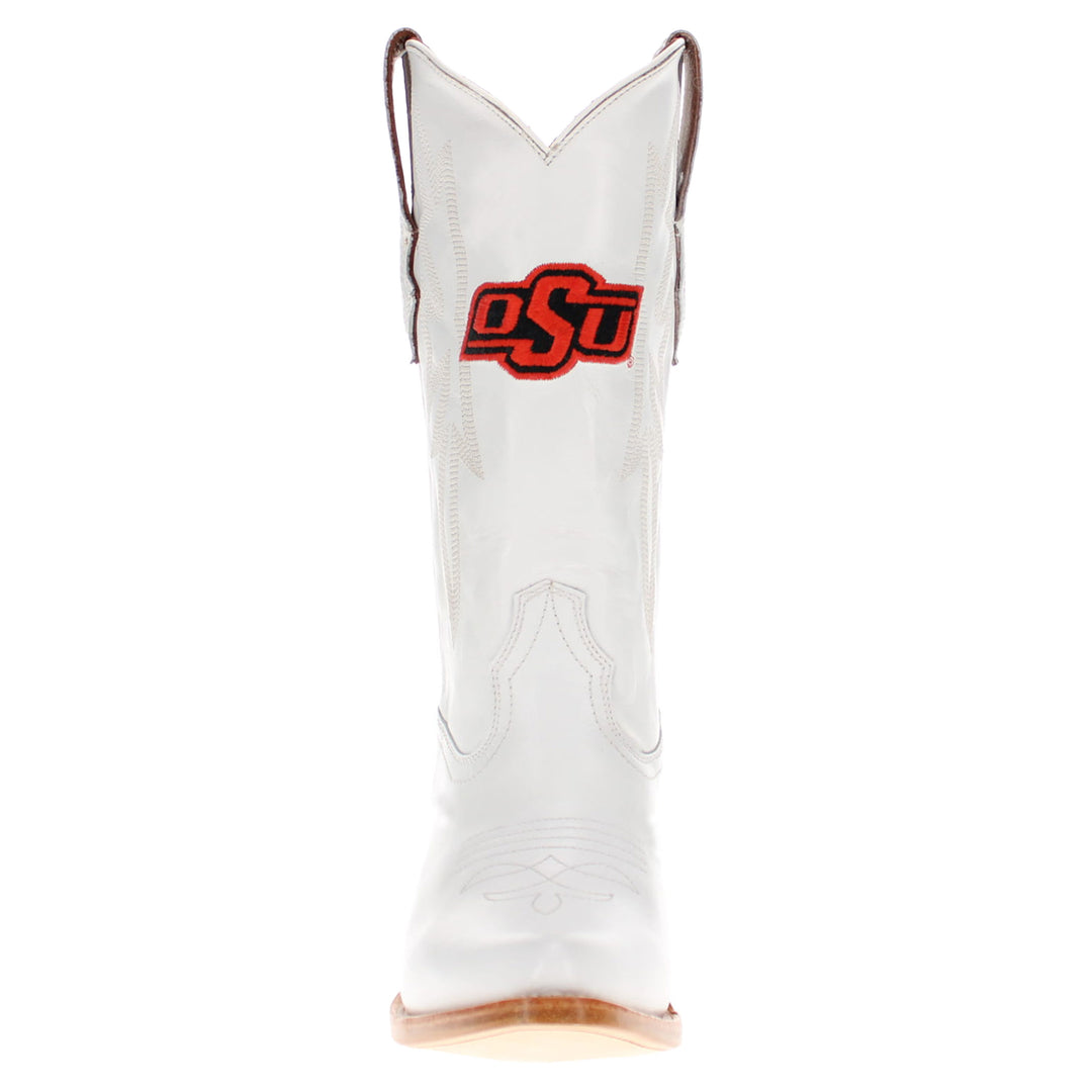 Women's Oklahoma State University All White Pointed Toe Cowgirl Boots Leighton Vaccari University