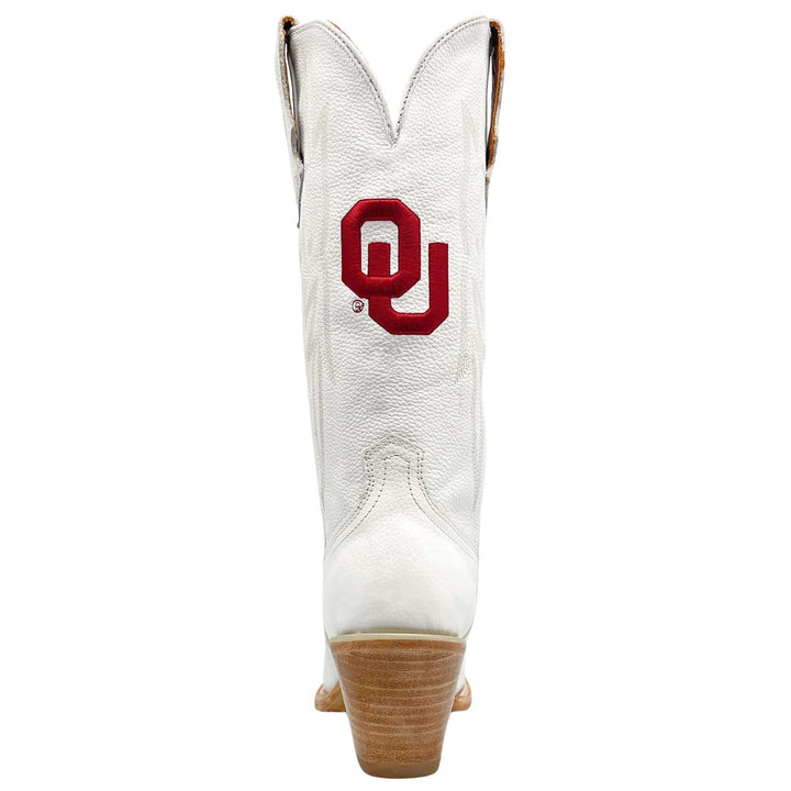 Women's University of Oklahoma Sooners All White Pointed Toe Less Than Prefect Cowgirl Boots Leighton by Vaccari