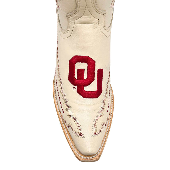 Women's University of Oklahoma Sooners Bone Snip Toe Cowgirl Boots Naomi by Vaccari