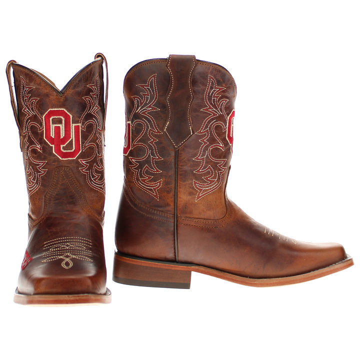 Kid's Blake University of Oklahoma Brown Cowboy Boots by Vaccari