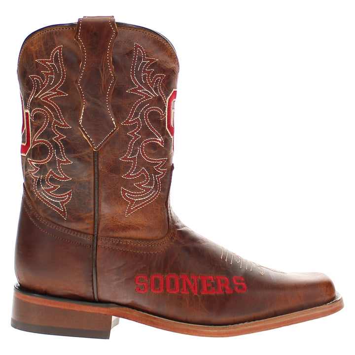 Kid's Blake University of Oklahoma Brown Cowboy Boots by Vaccari