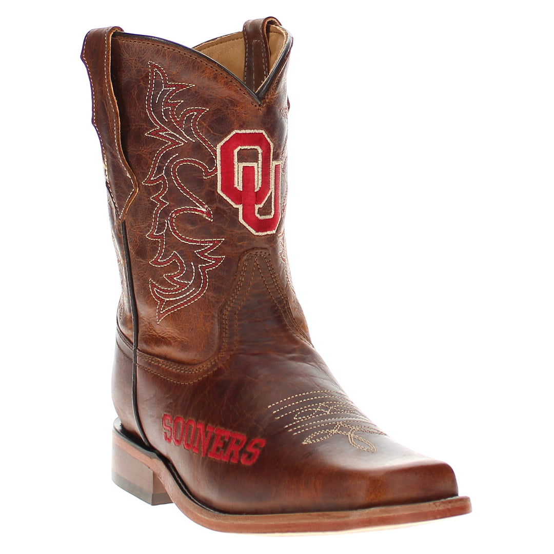 Kid's Blake University of Oklahoma Brown Cowboy Boots by Vaccari