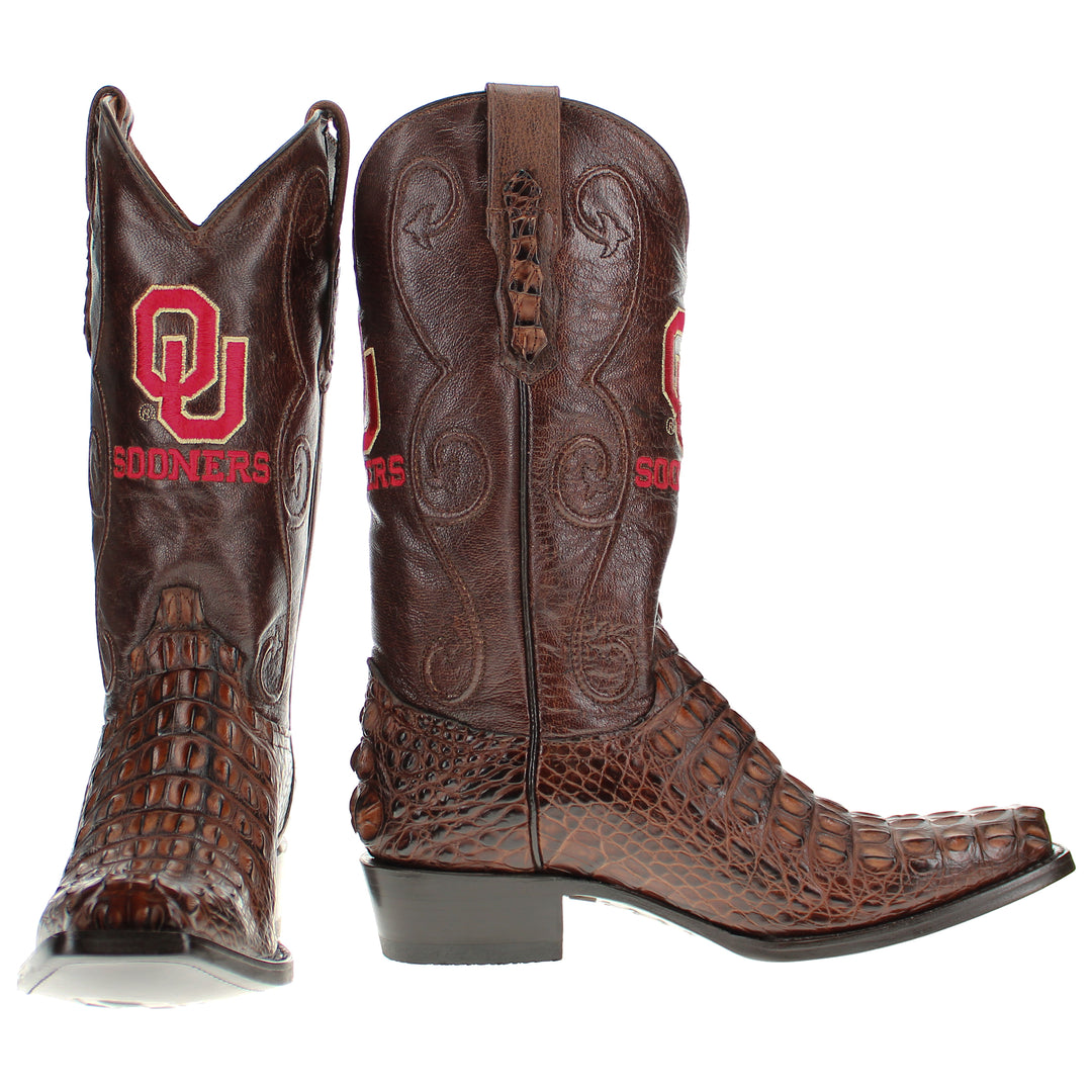 Men's University of Oklahoma Sooners Brown Hornback American Alligator Cowboy Boots David by Vaccari #select-a-toe_jw