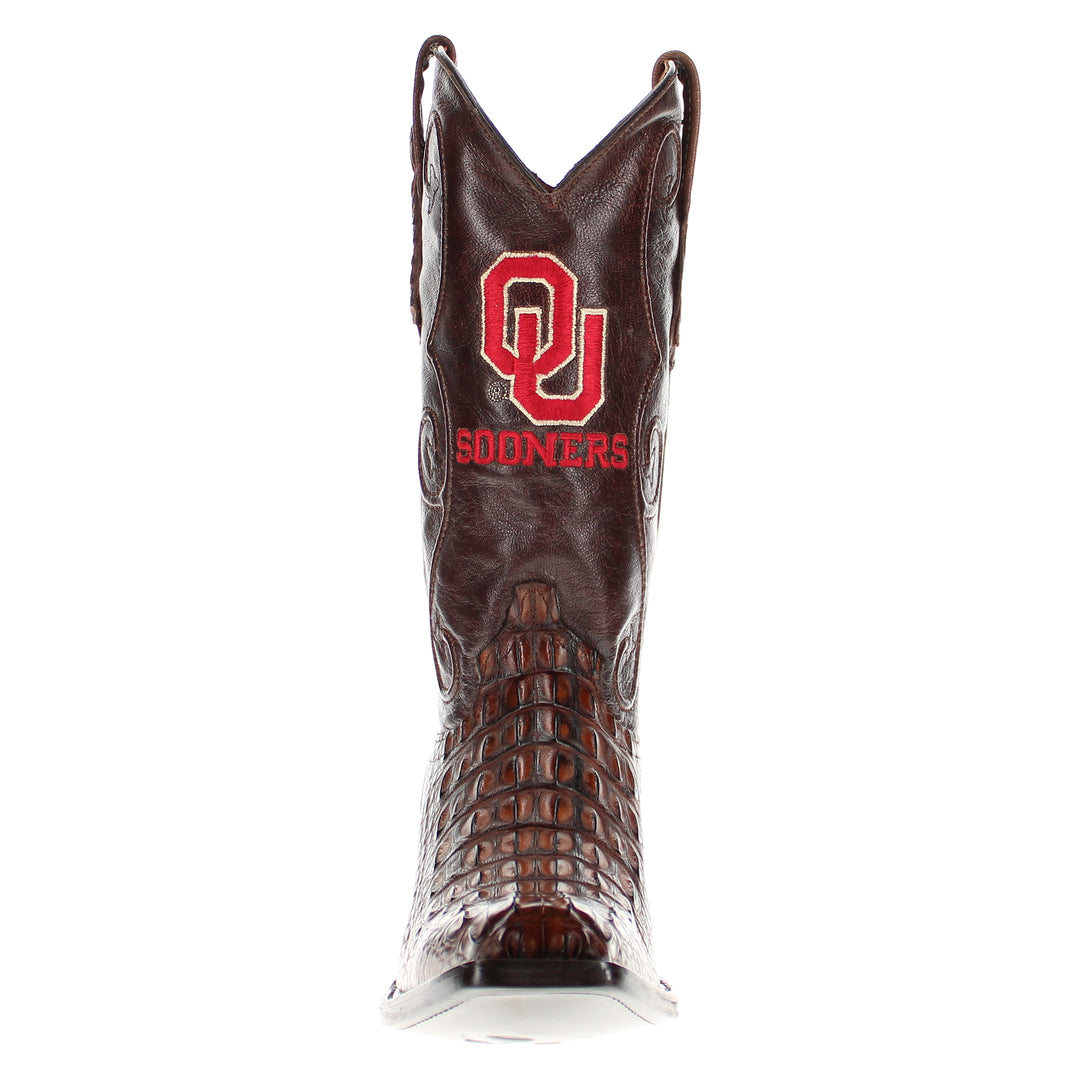 Men's University of Oklahoma Sooners Brown Hornback American Alligator Cowboy Boots David by Vaccari #select-a-toe_jw