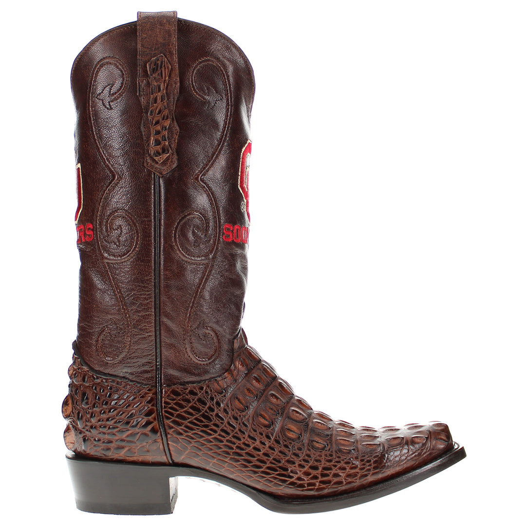 Men's University of Oklahoma Sooners Brown Hornback American Alligator Cowboy Boots David by Vaccari #select-a-toe_jw