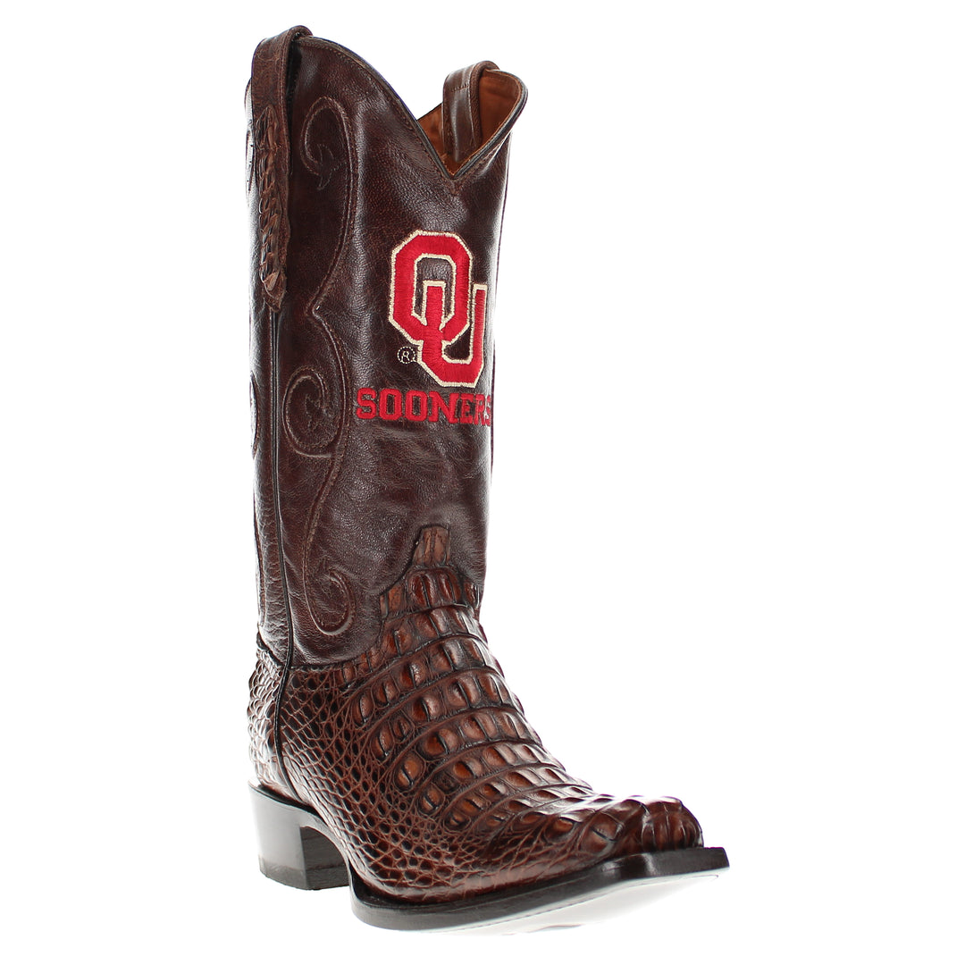 Men's University of Oklahoma Sooners Brown Hornback American Alligator Cowboy Boots David by Vaccari #select-a-toe_jw