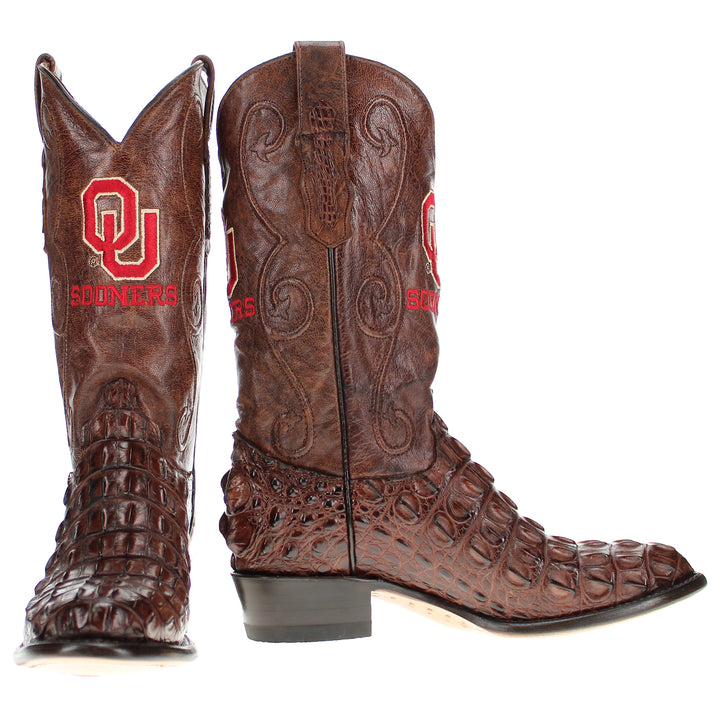 Men's University of Oklahoma Sooners Brown Hornback American Alligator Cowboy Boots David by Vaccari #select-a-toe_round