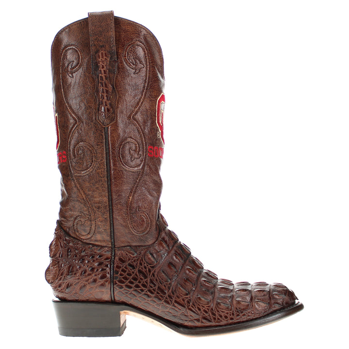 Men's University of Oklahoma Sooners Brown Hornback American Alligator Cowboy Boots David by Vaccari #select-a-toe_round