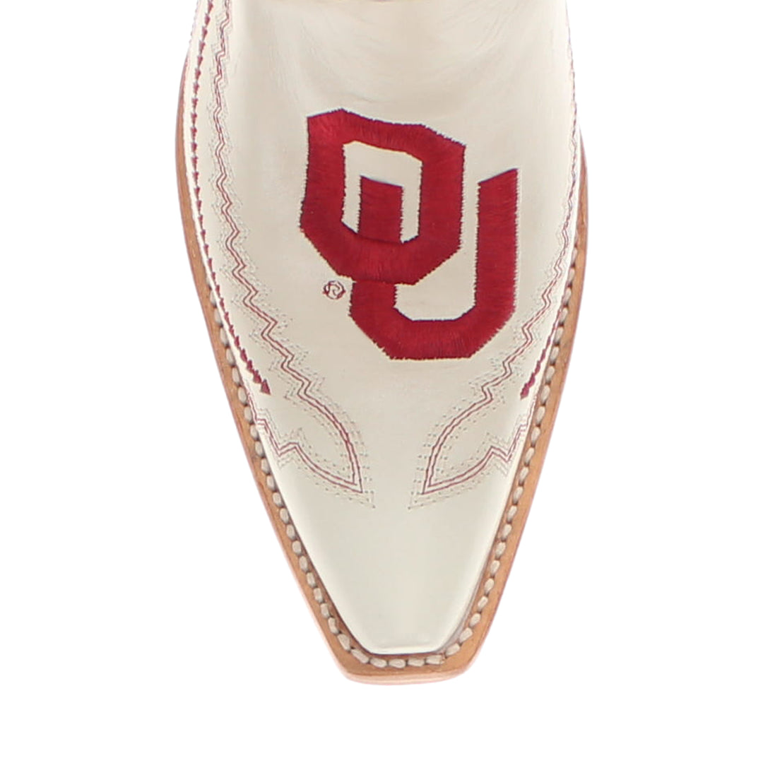 Women's University of Oklahoma Sooners Bone Snip Toe Cowgirl Boots Naomi by Vaccari