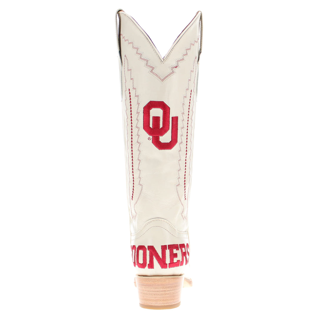 Women's University of Oklahoma Sooners Bone Snip Toe Cowgirl Boots Naomi by Vaccari