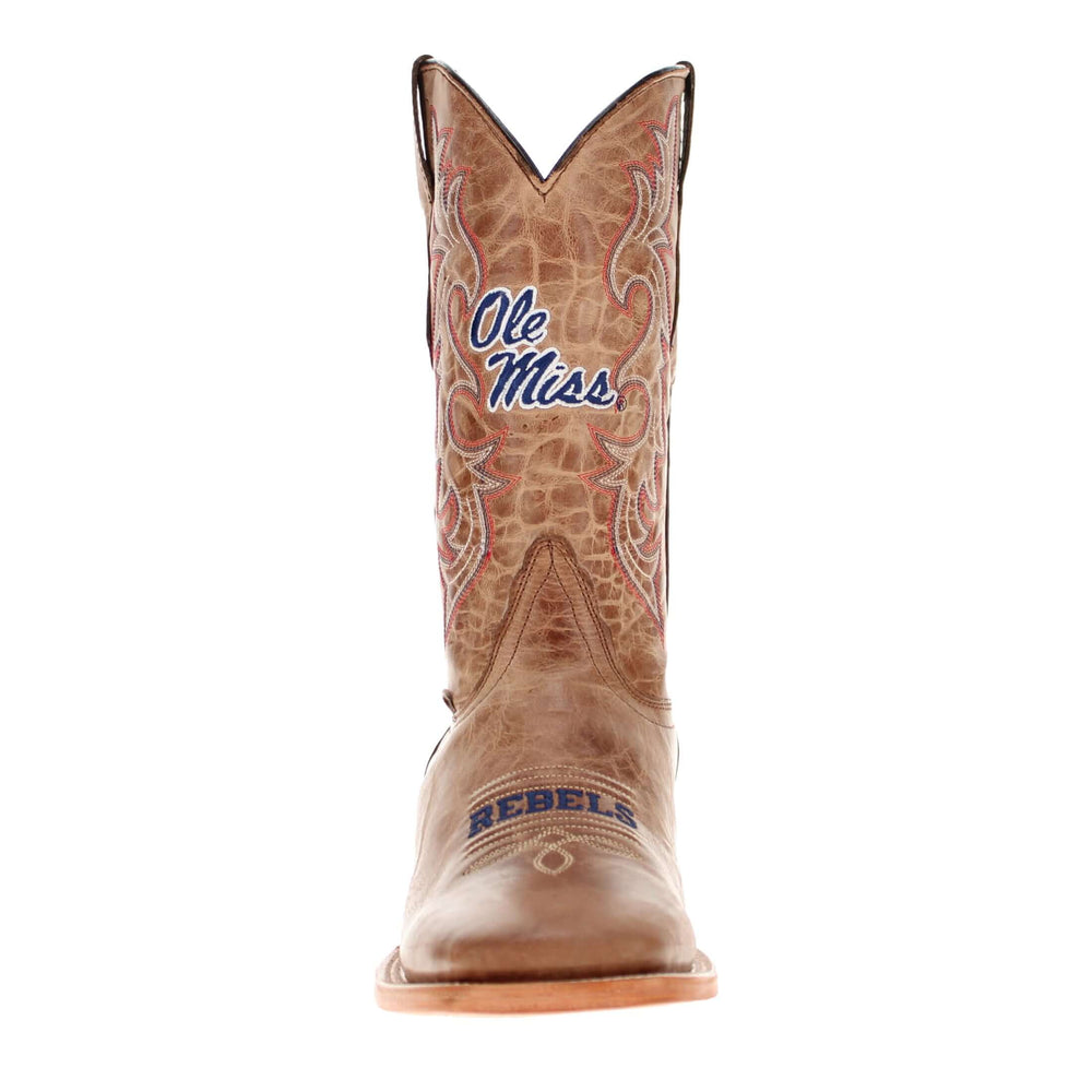 Men's Ole Miss Tan Square Toe Cowboy Boots by Vaccari