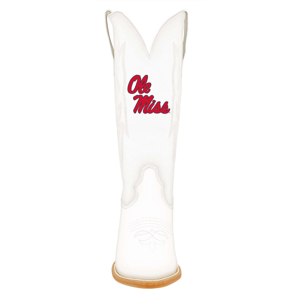 Women's University of Mississippi All White Pointed Toe Cowgirl Boots Leighton by Vaccari