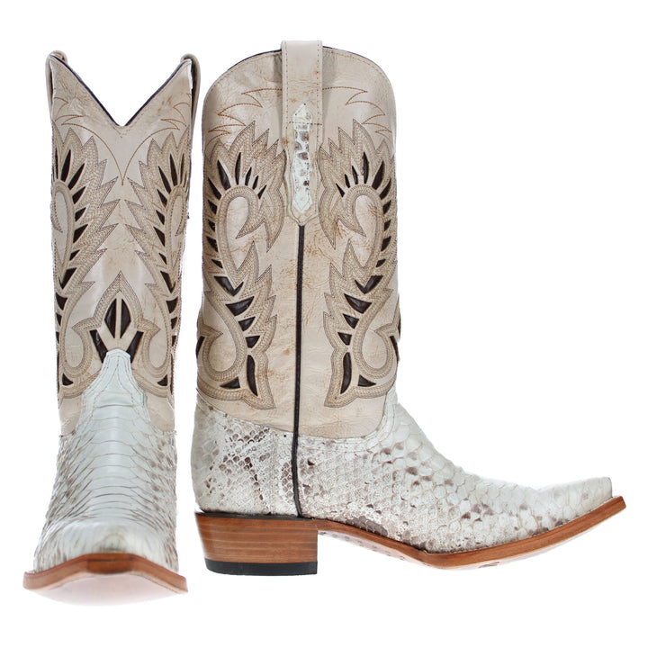 Mens Python Snake Skin Western Snip Toe Boots by Vaccari