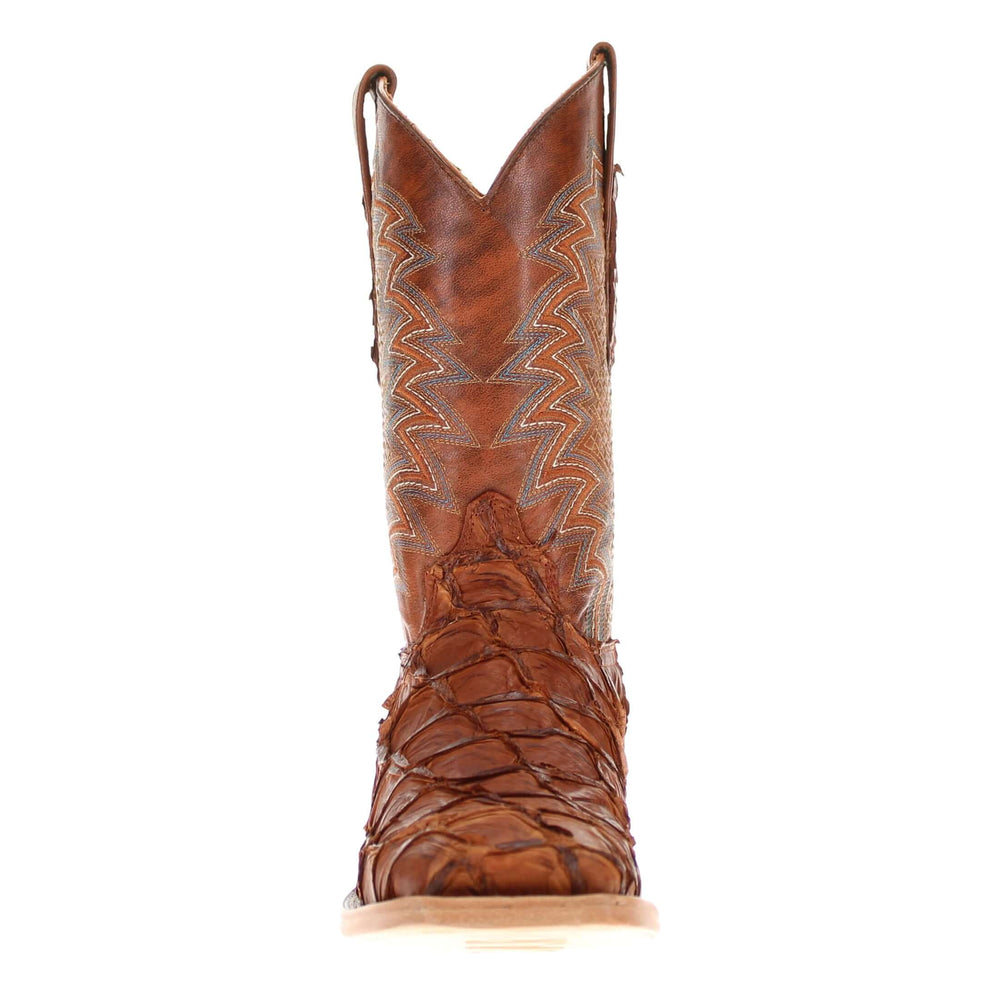 Mens Pecan Pirarucu Fish Leather Square Toe Cowboy Boots by Vaccari