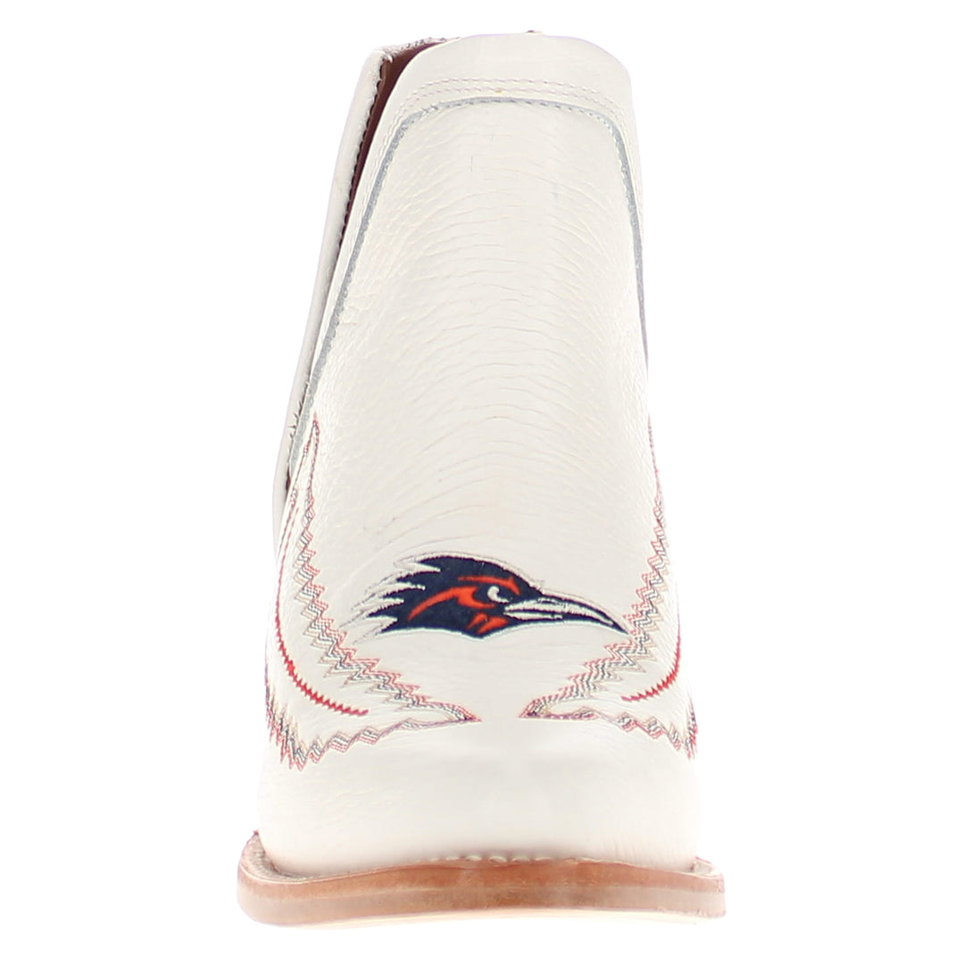 Women's University of Texas at San Antonio Roadrunners Cowgirl Booties | UTSA All White Pointed Toe Boots | Officially Licensed | Natalie