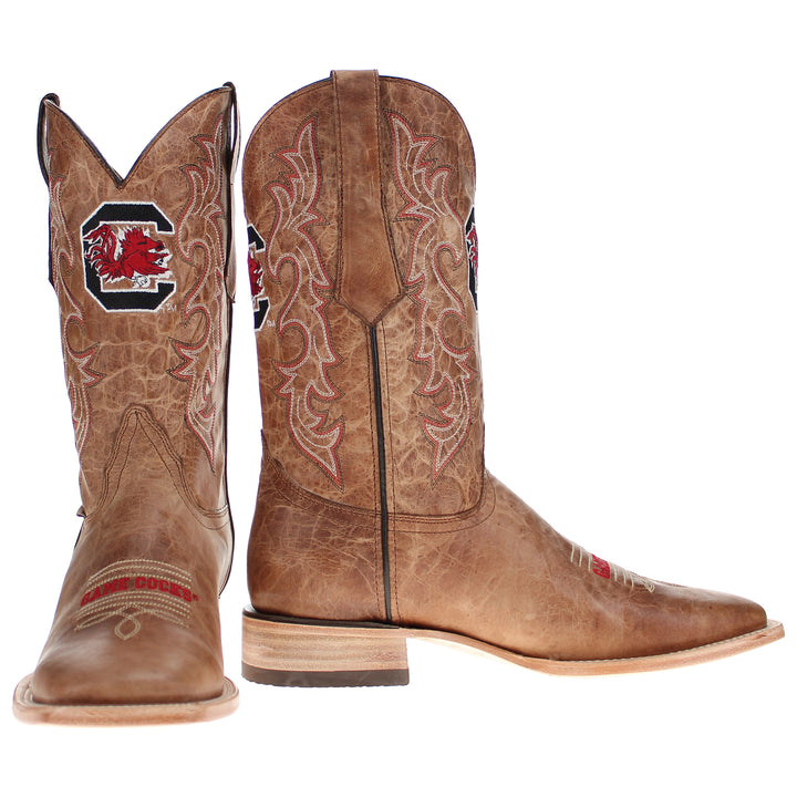 Men's University of South Carolina Tan Sqaure Toe Cowboy Boots by Vaccari