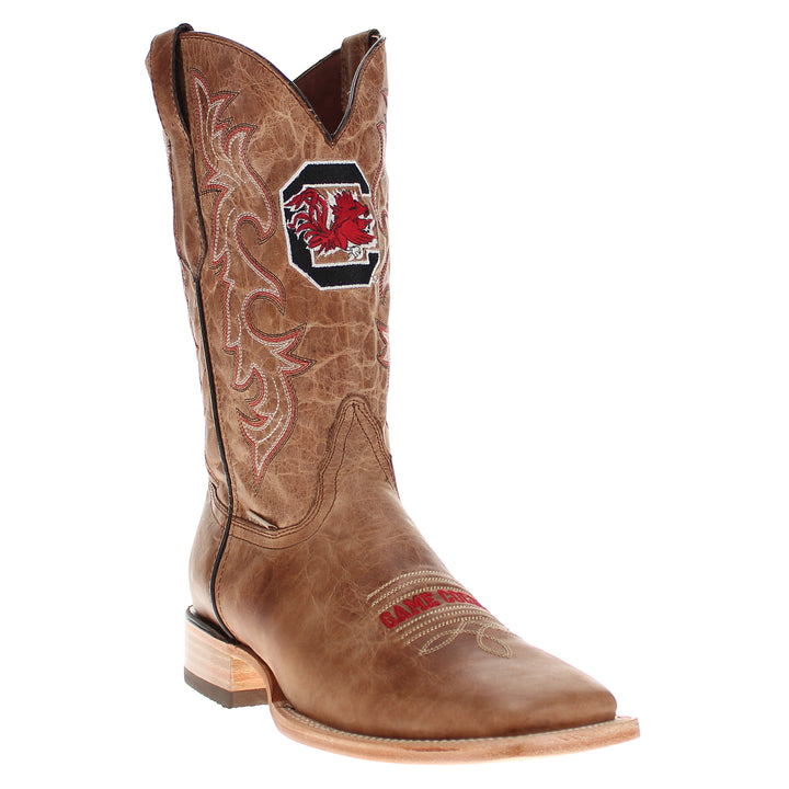 Men's University of South Carolina Tan Sqaure Toe Cowboy Boots by Vaccari