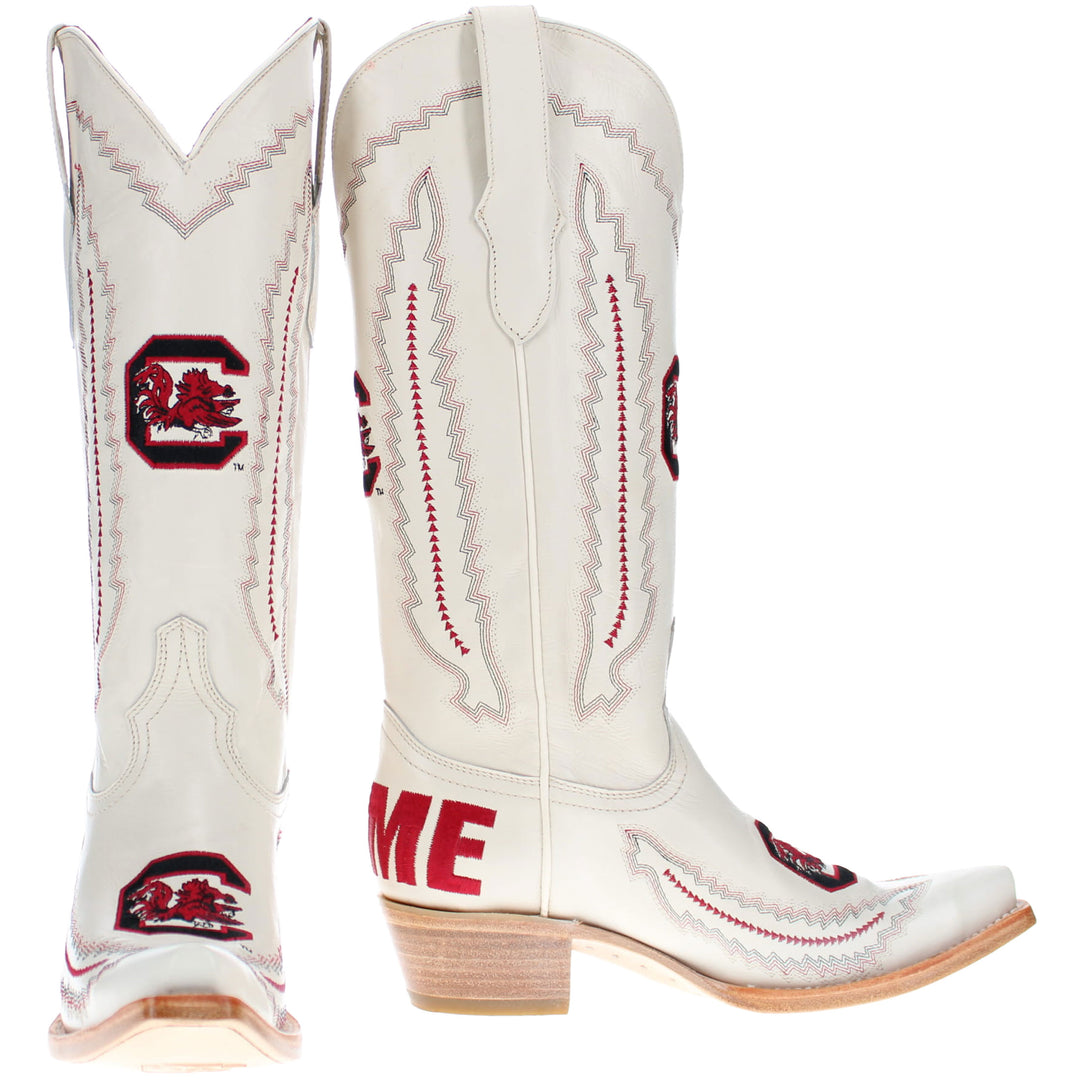 Women's South Carolina University Bone Snip Toe Cowgirl Boots Naomi by Vaccari