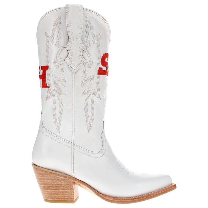 Women's Sam Houston State University All White Pointed Toe Cowgirl Boots Leighton Vaccari University