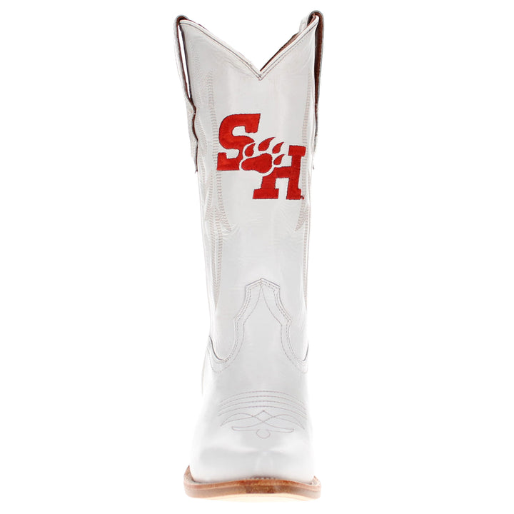 Women's Sam Houston State University All White Pointed Toe Cowgirl Boots Leighton Vaccari University